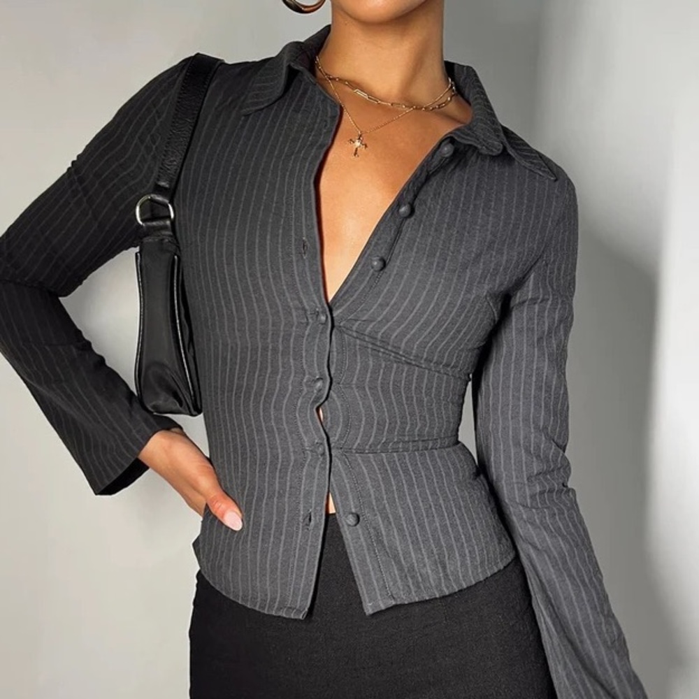 Anni Pinstripe Shirt Black